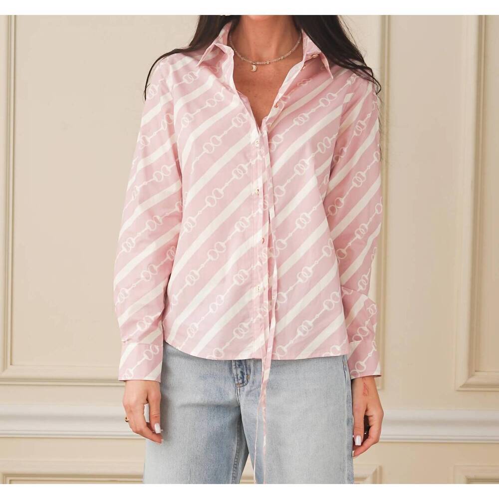 NEW CARE TUCKER secretariat poplin shirt in horsebit dusty rose